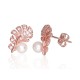 14K Red Gold Cubic Zirconia and Pearl Stud Earrings “Fabiola”