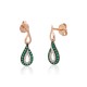 14K Red Gold Diamond and Emerald Stud Earrings “Princess Teardrop”