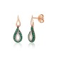 14K Red Gold Diamond and Emerald Stud Earrings “Princess Teardrop”