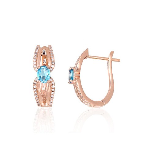 Gold Diamond and Topaz Earrings “Sparkling Moment”