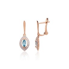 Gold Diamond and Topaz Earrings “Ocean Glow”