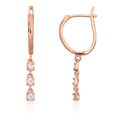 14K Red Gold Cubic Zirconia Earrings “Alectrona II”