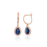14K Red Gold Cubic Zirconia Earrings “Celestial Drop”
