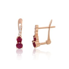 14K Red Gold Diamond and Ruby Earrings “Dance of Fire”