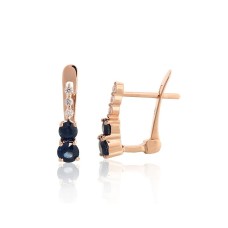 14K Red Gold Diamond and Sapphire Earrings “Whisper of the Night”