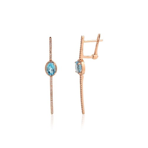 Gold Diamond and Topaz Earrings “Azure Line”
