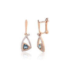 Gold Diamond and Topaz Earrings “Geometry of Sky”