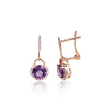 Gold Diamond and Amethyst Earrings “Magic of the Evening”