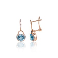 14K Red Gold Diamond and Topaz Earrings “Magic of the Dawn”
