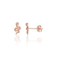 14K Red Gold Stud Earrings “Snake”