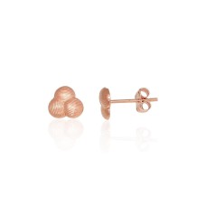 14K Red Gold Stud Earrings “Triple Sphere”