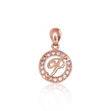 Gold Cubic Zirconia Letter Pendant “P”