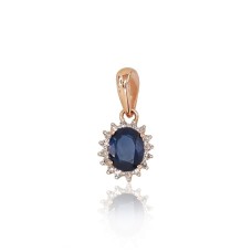 14K Red Gold Diamond and Sapphire Pendant “Ferro III”