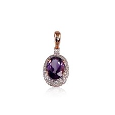14K Red Gold Diamond and Amethyst Pendant “Little Sun”