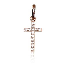 14K Red Gold Cubic Zirconia Cross Pendant “Classic XI”