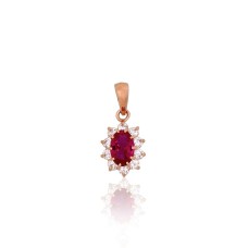 Gold Cubic Zirconia Pendant “Ferro (Fuchsia)”