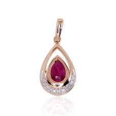 14K Red Gold Diamond and Ruby Pendant “Royal IV”