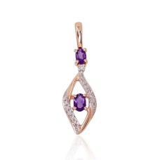 14K Red Gold Diamond and Amethyst Pendant “Daina”
