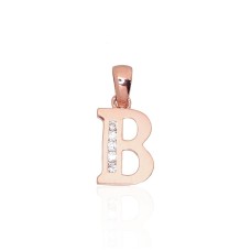 Gold Cubic Zirconia Letter Pendant “B III”