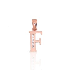 Gold Cubic Zirconia Letter Pendant “F III”