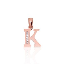 Gold Cubic Zirconia Letter Pendant “K III”