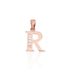 Gold Cubic Zirconia Letter Pendant “R III”