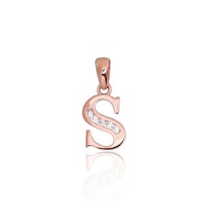 Gold Cubic Zirconia Letter Pendant “S III”