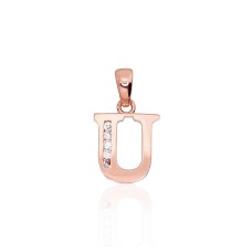Gold Cubic Zirconia Letter Pendant “U III”