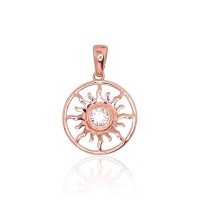 Gold Cubic Zirconia Pendant “Golden Sun XIV”