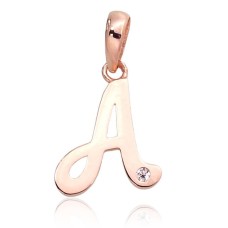 14K Red Gold Cubic Zirconia Letter Pendant “A IV”