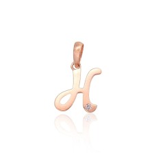 Gold Cubic Zirconia Letter Pendant “H IV”