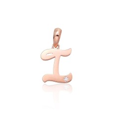 Gold Cubic Zirconia Letter Pendant “I IV”