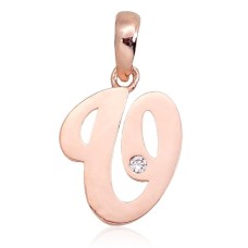 14K Red Gold Cubic Zirconia Letter Pendant “V IV”