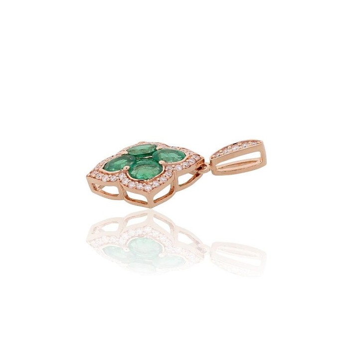 Gold Diamond and Emerald Pendant “Diamond Flower X”