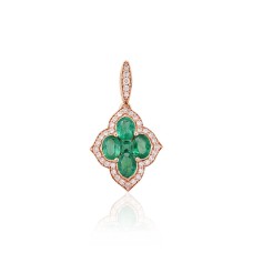 Gold Diamond and Emerald Pendant “Diamond Flower X”