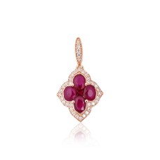 Gold Diamond and Ruby Pendant “Diamond Flower IX”