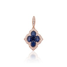 Gold Diamond and Sapphire Pendant “Diamond Flower VIII”