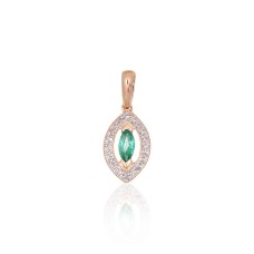 14K Red Gold Diamond and Emerald Pendant “Alexandria IV”
