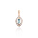 14K Red Gold Diamond and Topaz Pendant “Ocean's Glow”