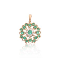 Gold Diamond and Emerald Pendant “Empress Flower”