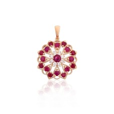 Gold Diamond and Ruby Pendant “Crimson Charm”
