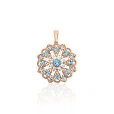 Gold Diamond and Topaz Pendant “Sky Blossom”