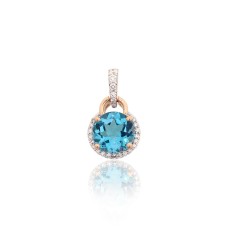 14K Red Gold Diamond and Topaz Pendant “Magic of the Dawn”