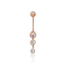 Kuld nabapiercing tsirkoonidega „Juno Gold IV“