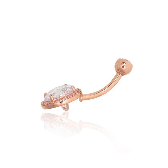Gold Cubic Zirconia Belly Piercing “Juno Gold VII”