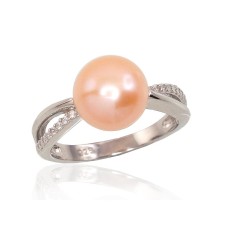 Sterling Silver Cubic Zirconia and Pearl Ring “Sunrise Pearl”