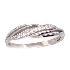 Sterling Silver Cubic Zirconia Ring “Crystal Wave III”