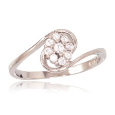 Sterling Silver Cubic Zirconia Ring “Stone Flower VIII”