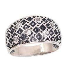 Sterling Silver Cubic Zirconia Ring “Twilight Weave”