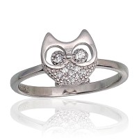Sterling Silver Cubic Zirconia Ring “Owl”